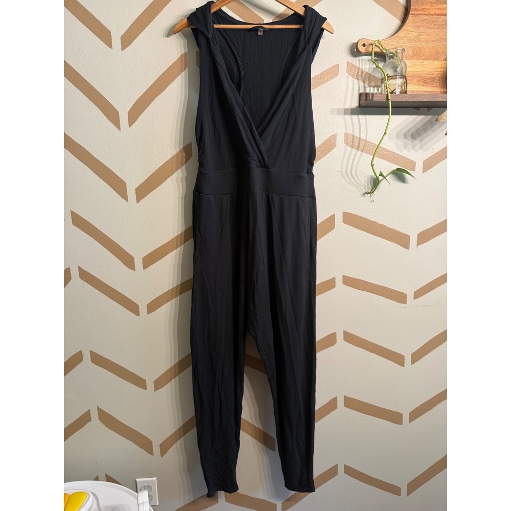 Free People Jumpsuit Womens Large Black Hooded FP‎ Movement OB1777424